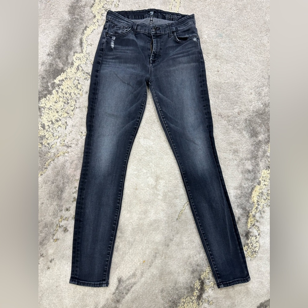 7 For All Man Kind High Waist Ankle Skinny Jeans